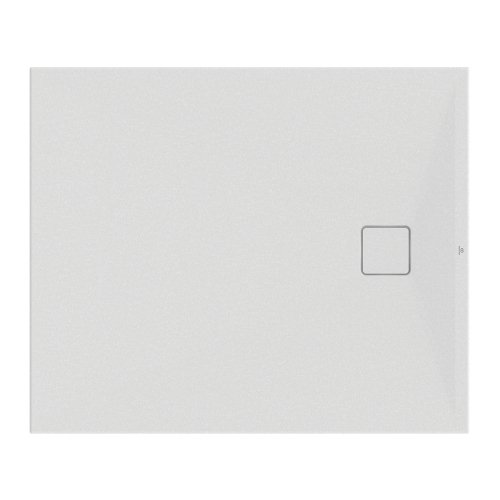 Immagine di Ideal Standard ULTRA FLAT EVO piatto doccia rettangolare L.120 P.100 cm, installazione sopra pavimento o filo pavimento, in StoneTech, antiscivolo, con scarico sul lato corto, colore bianco seta finitura opaco T5437FO