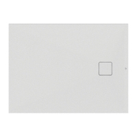 Immagine di Ideal Standard ULTRA FLAT EVO piatto doccia rettangolare L.120 P.90 cm, installazione sopra pavimento o filo pavimento, in StoneTech, antiscivolo, con scarico sul lato corto, colore bianco seta finitura opaco T5438FO