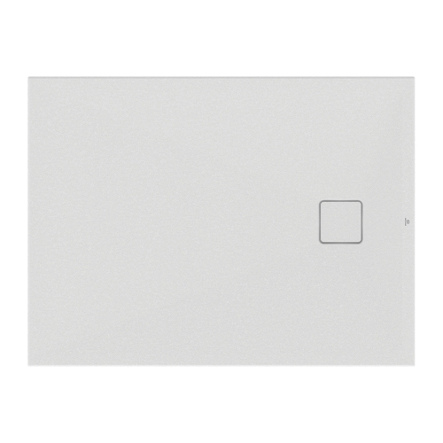 Immagine di Ideal Standard ULTRA FLAT EVO piatto doccia rettangolare L.120 P.90 cm, installazione sopra pavimento o filo pavimento, in StoneTech, antiscivolo, con scarico sul lato corto, colore bianco seta finitura opaco T5438FO