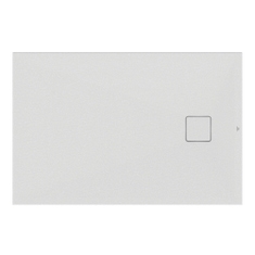 Immagine di Ideal Standard ULTRA FLAT EVO piatto doccia rettangolare L.120 P.80 cm, installazione sopra pavimento o filo pavimento, in StoneTech, antiscivolo, con scarico sul lato corto, colore bianco seta finitura opaco T5439FO