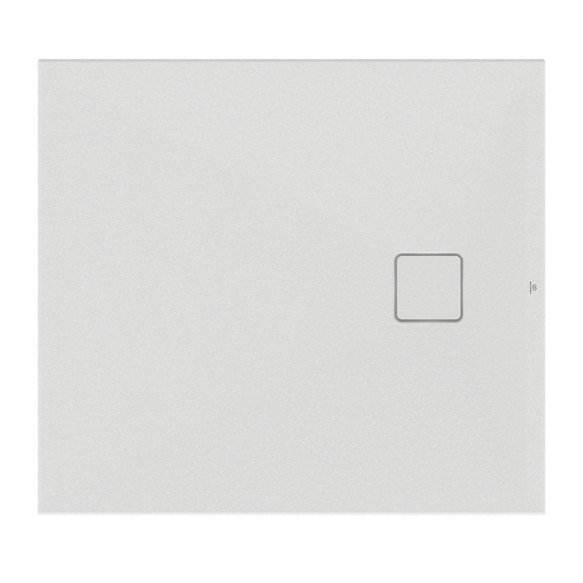 Immagine di Ideal Standard ULTRA FLAT EVO piatto doccia rettangolare L.100 P.90 cm, installazione sopra pavimento o filo pavimento, in StoneTech, antiscivolo, con scarico sul lato corto, colore bianco seta finitura opaco T5441FO