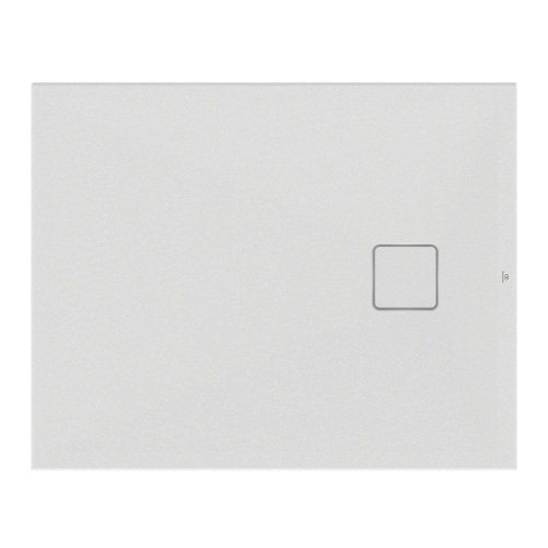 Immagine di Ideal Standard ULTRA FLAT EVO piatto doccia rettangolare L.100 P.80 cm, installazione sopra pavimento o filo pavimento, in StoneTech, antiscivolo, con scarico sul lato corto, colore bianco seta finitura opaco T5442FO