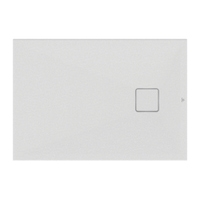 Immagine di Ideal Standard ULTRA FLAT EVO piatto doccia rettangolare L.100 P.70 cm, installazione sopra pavimento o filo pavimento, in StoneTech, antiscivolo, con scarico sul lato corto, colore bianco seta finitura opaco T5443FO