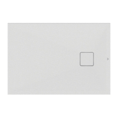 Immagine di Ideal Standard ULTRA FLAT EVO piatto doccia rettangolare L.100 P.70 cm, installazione sopra pavimento o filo pavimento, in StoneTech, antiscivolo, con scarico sul lato corto, colore bianco seta finitura opaco T5443FO