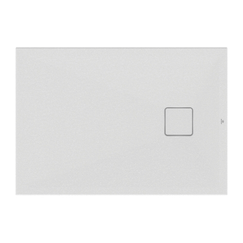 Immagine di Ideal Standard ULTRA FLAT EVO piatto doccia rettangolare L.100 P.70 cm, installazione sopra pavimento o filo pavimento, in StoneTech, antiscivolo, con scarico sul lato corto, colore bianco seta finitura opaco T5443FO