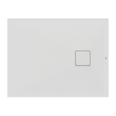 Immagine di Ideal Standard ULTRA FLAT EVO piatto doccia rettangolare L.90 P.70 cm, installazione sopra pavimento o filo pavimento, in StoneTech, antiscivolo, con scarico sul lato corto, colore bianco seta finitura opaco T5446FO