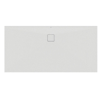 Immagine di Ideal Standard ULTRA FLAT EVO piatto doccia rettangolare L.180 P.90 cm, installazione sopra pavimento o filo pavimento, in StoneTech, antiscivolo, con scarico sul lato lungo, colore bianco seta finitura opaco T5428FO