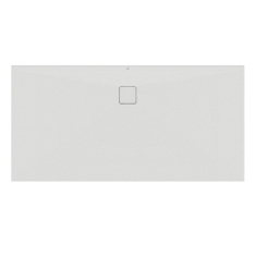 Immagine di Ideal Standard ULTRA FLAT EVO piatto doccia rettangolare L.180 P.90 cm, installazione sopra pavimento o filo pavimento, in StoneTech, antiscivolo, con scarico sul lato lungo, colore bianco seta finitura opaco T5428FO