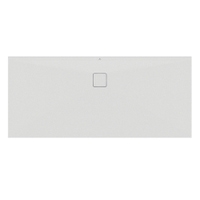 Immagine di Ideal Standard ULTRA FLAT EVO piatto doccia rettangolare L.180 P.80 cm, installazione sopra pavimento o filo pavimento, in StoneTech, antiscivolo, con scarico sul lato lungo, colore bianco seta finitura opaco T5429FO