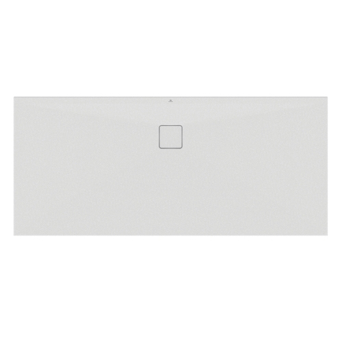 Immagine di Ideal Standard ULTRA FLAT EVO piatto doccia rettangolare L.180 P.80 cm, installazione sopra pavimento o filo pavimento, in StoneTech, antiscivolo, con scarico sul lato lungo, colore bianco seta finitura opaco T5429FO
