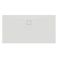 Immagine di Ideal Standard ULTRA FLAT EVO piatto doccia rettangolare L.170 P.90 cm, installazione sopra pavimento o filo pavimento, in StoneTech, antiscivolo, con scarico sul lato lungo, colore bianco seta finitura opaco T5430FO