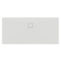 Immagine di Ideal Standard ULTRA FLAT EVO piatto doccia rettangolare L.170 P.80 cm, installazione sopra pavimento o filo pavimento, in StoneTech, antiscivolo, con scarico sul lato lungo, colore bianco seta finitura opaco T5431FO