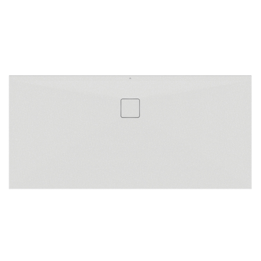 Immagine di Ideal Standard ULTRA FLAT EVO piatto doccia rettangolare L.170 P.80 cm, installazione sopra pavimento o filo pavimento, in StoneTech, antiscivolo, con scarico sul lato lungo, colore bianco seta finitura opaco T5431FO