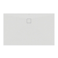 Immagine di Ideal Standard ULTRA FLAT EVO piatto doccia rettangolare L.160 P.100 cm, installazione sopra pavimento o filo pavimento, in StoneTech, antiscivolo, con scarico sul lato lungo, colore bianco seta finitura opaco T5533FO