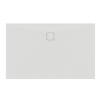 Immagine di Ideal Standard ULTRA FLAT EVO piatto doccia rettangolare L.160 P.100 cm, installazione sopra pavimento o filo pavimento, in StoneTech, antiscivolo, con scarico sul lato lungo, colore bianco seta finitura opaco T5533FO