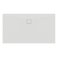 Immagine di Ideal Standard ULTRA FLAT EVO piatto doccia rettangolare L.160 P.90 cm, installazione sopra pavimento o filo pavimento, in StoneTech, antiscivolo, con scarico sul lato lungo, colore bianco seta finitura opaco T5432FO