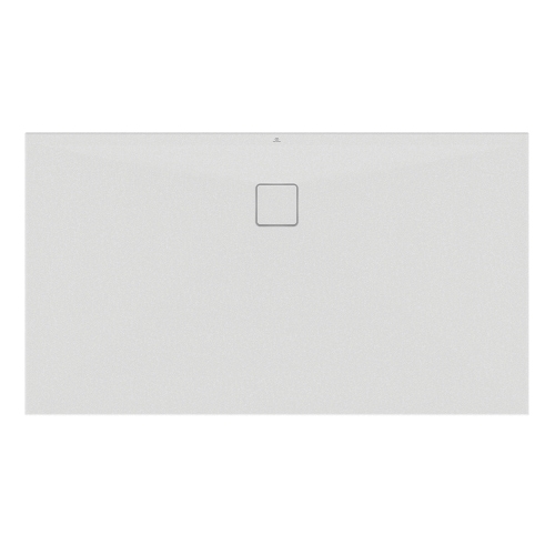 Immagine di Ideal Standard ULTRA FLAT EVO piatto doccia rettangolare L.160 P.90 cm, installazione sopra pavimento o filo pavimento, in StoneTech, antiscivolo, con scarico sul lato lungo, colore bianco seta finitura opaco T5432FO