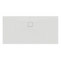 Immagine di Ideal Standard ULTRA FLAT EVO piatto doccia rettangolare L.160 P.80 cm, installazione sopra pavimento o filo pavimento, in StoneTech, antiscivolo, con scarico sul lato lungo, colore bianco seta finitura opaco T5433FO
