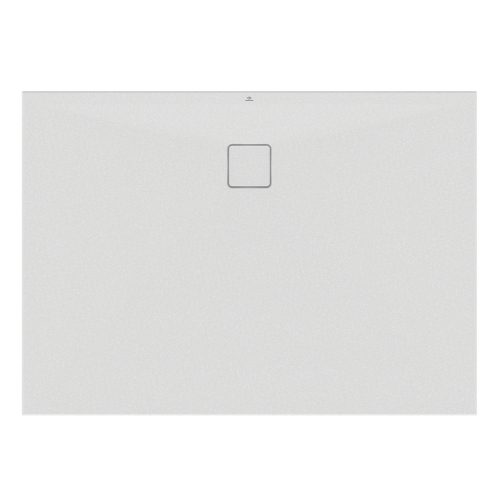 Immagine di Ideal Standard ULTRA FLAT EVO piatto doccia rettangolare L.140 P.100 cm, installazione sopra pavimento o filo pavimento, in StoneTech, antiscivolo, con scarico sul lato lungo, colore bianco seta finitura opaco T5532FO