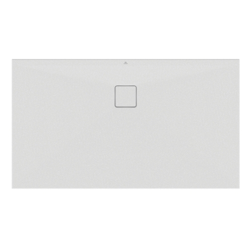 Immagine di Ideal Standard ULTRA FLAT EVO piatto doccia rettangolare L.140 P.80 cm, installazione sopra pavimento o filo pavimento, in StoneTech, antiscivolo, con scarico sul lato lungo, colore bianco seta finitura opaco T5435FO
