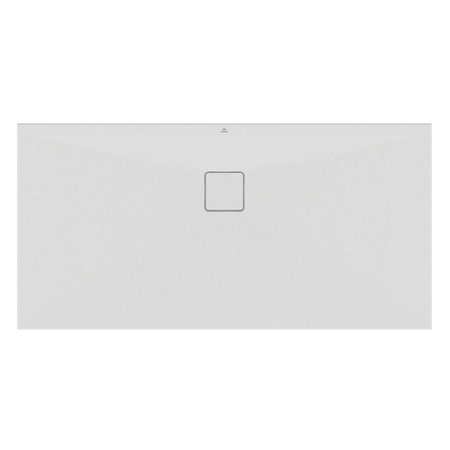 Immagine di Ideal Standard ULTRA FLAT EVO piatto doccia rettangolare L.140 P.70 cm, installazione sopra pavimento o filo pavimento, in StoneTech, antiscivolo, con scarico sul lato lungo, colore bianco seta finitura opaco T5436FO