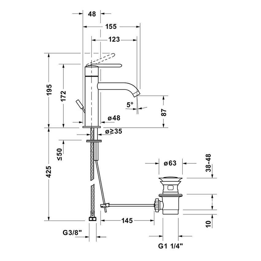 Immagine di Duravit BALCOON miscelatore monocomando H.17 cm per lavabo, MinusFlow e FreshStart, con scarico, finitura cromo BA1013001010