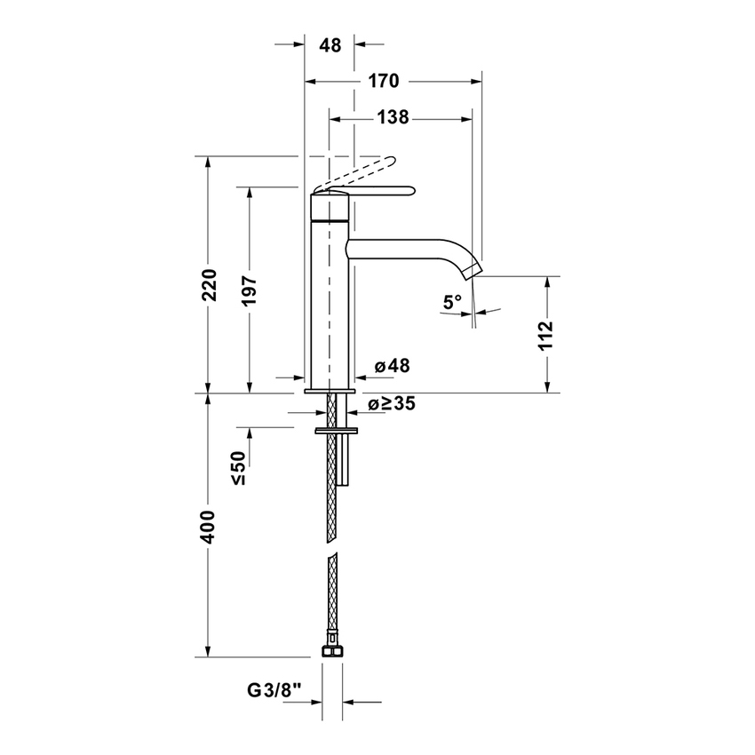 Immagine di Duravit BALCOON miscelatore monocomando H.20 cm per lavabo, MinusFlow e FreshStart, senza scarico, finitura cromo BA1023002010