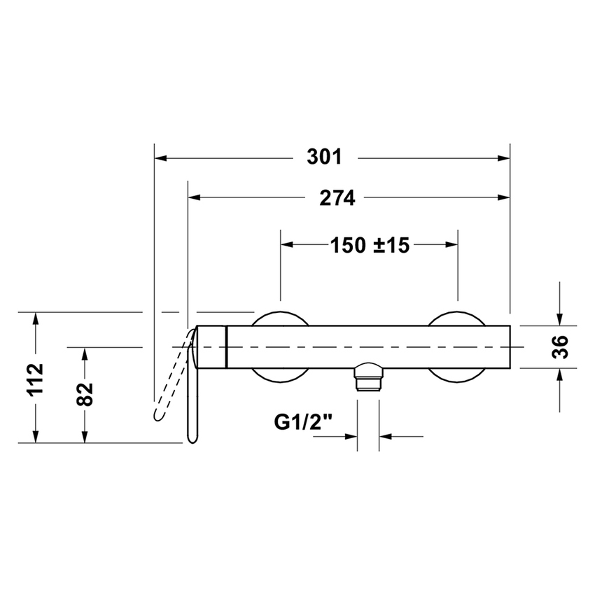 Immagine di Duravit BALCOON miscelatore monocomando per doccia, esterno, finitura cromo BA4230000010