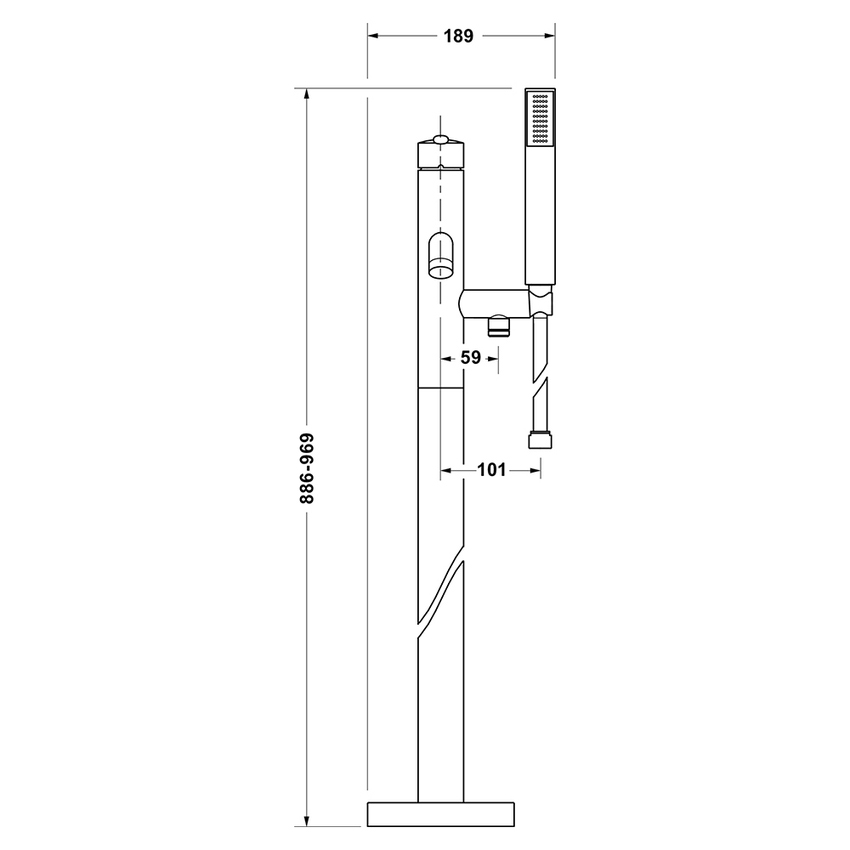 Immagine di Duravit BALCOON miscelatore monocomando a pavimento per vasca, con doccetta, deviatore, supporto doccetta e flessibile, senza corpo incasso, finitura cromo BA5250000010