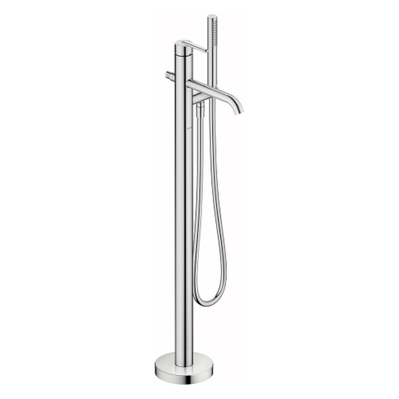 Immagine di Duravit BALCOON miscelatore monocomando a pavimento per vasca, con doccetta, deviatore, supporto doccetta e flessibile, senza corpo incasso, finitura cromo BA5250000010