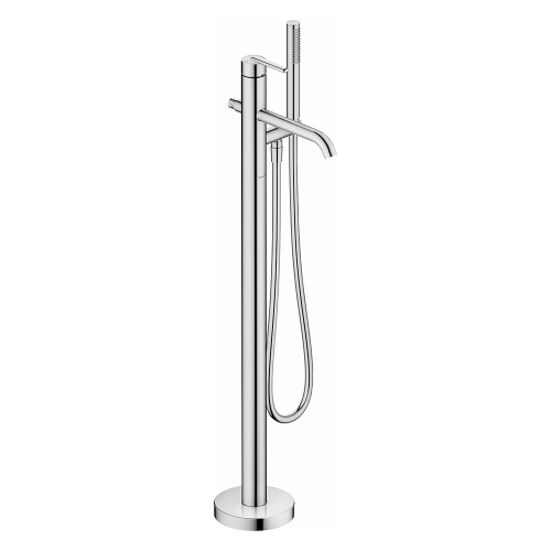 Immagine di Duravit BALCOON miscelatore monocomando a pavimento per vasca, con doccetta, deviatore, supporto doccetta e flessibile, senza corpo incasso, finitura cromo BA5250000010