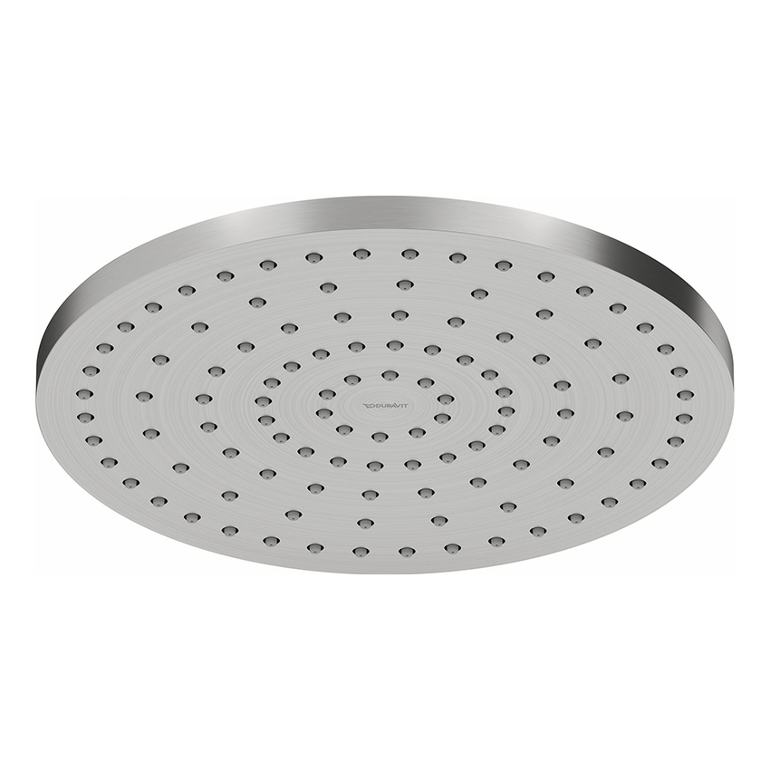 Immagine di Duravit Soffione rotondo Ø 25 cm, 1 getto, Minus Flow, finitura acciaio spazzolato UV0662018070