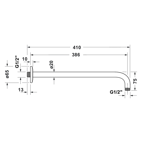Immagine di Duravit Braccio doccia P.41 cm, a parete, finitura cromo UV0670028010