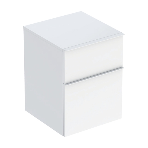 Immagine di Geberit ICON set L.90 cm con lavabo monoforo, colore bianco finitura lucido, mobile sottolavabo e mobile laterale sospesi con 2 cassetti, colore bianco finitura lucido 502.305.01.1-502.315.01.1-501.845.00.1