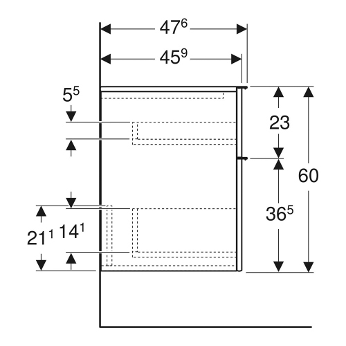 Immagine di Geberit ICON set L.90 cm con lavabo monoforo, colore bianco finitura lucido, mobile sottolavabo e mobile laterale sospesi con 2 cassetti, colore bianco finitura lucido 502.305.01.1-502.315.01.1-501.845.00.1