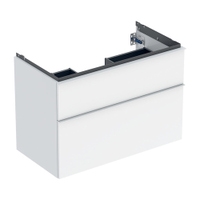 Immagine di Geberit ICON mobile sospeso L.90 cm per lavabo, con due cassetti, maniglia colore bianco, colore bianco finitura lucido 502.305.01.1
