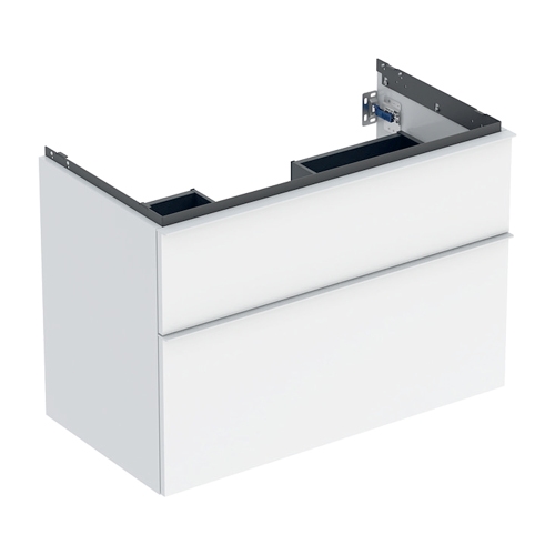 Immagine di Geberit ICON set L.90 cm con lavabo monoforo, colore bianco finitura lucido, mobile sottolavabo e mobile laterale sospesi con 2 cassetti, colore bianco finitura lucido 502.305.01.1-502.315.01.1-501.845.00.1