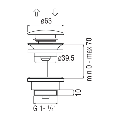 Immagine di Nobili Piletta push 1"1/4, finitura cromo AV00110/11CR