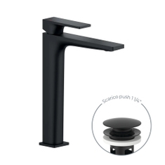 Immagine di Nobili SEVEN miscelatore a bacinella monocomando H.27.5 cm, con scarico push 1 1/4", a risparmio energetico, colore mora finitura opaco SEE124128/2BM