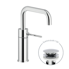Immagine di Nobili VELIS miscelatore monocomando per lavabo H.25 cm, con scarico 1 1/4" push, finitura cromo VE125118/2CR