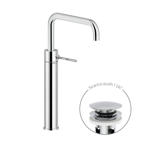 Immagine di Nobili VELIS miscelatore monocomando per bacinella H.38 cm, con scarico 1 1/4” push, finitura cromo VE125158/2CR