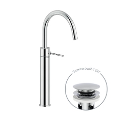 Immagine di Nobili VELIS miscelatore monocomando per bacinella H.43 cm, con scarico 1 1/4” push, finitura cromo VE125168/2CR