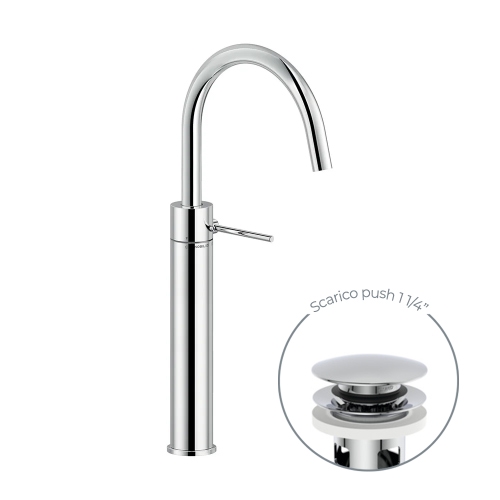 Immagine di Nobili VELIS miscelatore monocomando per bacinella H.43 cm, con scarico 1 1/4” push, finitura cromo VE125168/2CR