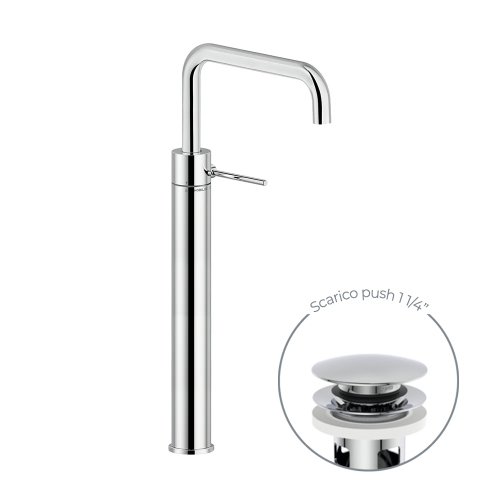 Immagine di Nobili VELIS miscelatore monocomando per bacinella H.46 cm, con scarico 1 1/4” push, finitura cromo VE125128/2CR