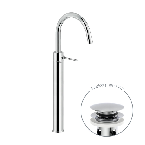 Immagine di Nobili VELIS miscelatore monocomando per bacinella H.51 cm, con scarico 1 1/4” push, finitura cromo VE125148/2CR