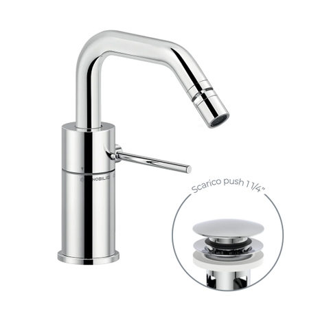 Immagine di Nobili VELIS miscelatore monocomando per bidet, con scarico 1 1/4" push, finitura cromo VE125119/2CR