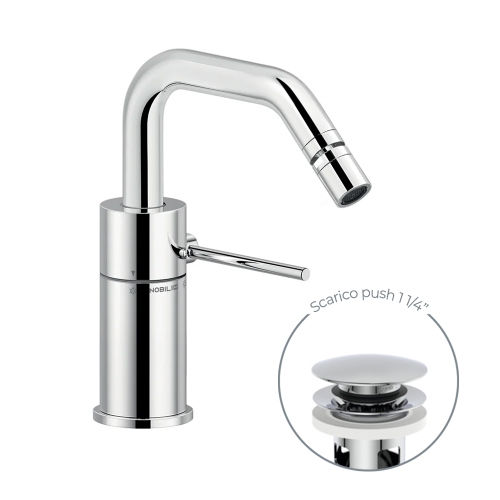 Immagine di Nobili VELIS miscelatore monocomando per bidet, con scarico 1 1/4" push, finitura cromo VE125119/2CR