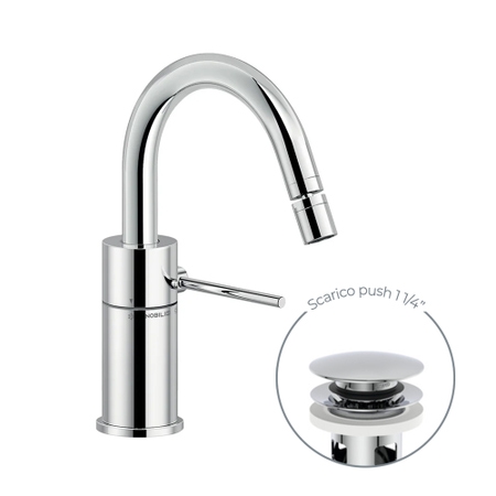 Immagine di Nobili VELIS miscelatore monocomando per bidet, con scarico 1 1/4” push, finitura cromo VE125139/2CR
