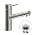 Immagine di Nobili LIVE miscelatore lavabo monocomando con doccetta estraibile, con scarico 1 1/4” push, finitura inox LV00118/40IX