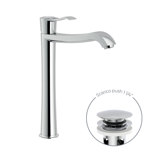 Immagine di Nobili SOFÌ miscelatore monocomando per bacinella, con scarico 1 1/4” push, finitura cromo SI98128/2CR